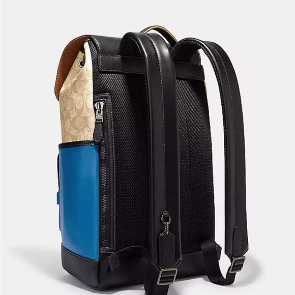 Coach Track Leather Block Signature Backpack Bag - Picture 3 of 7